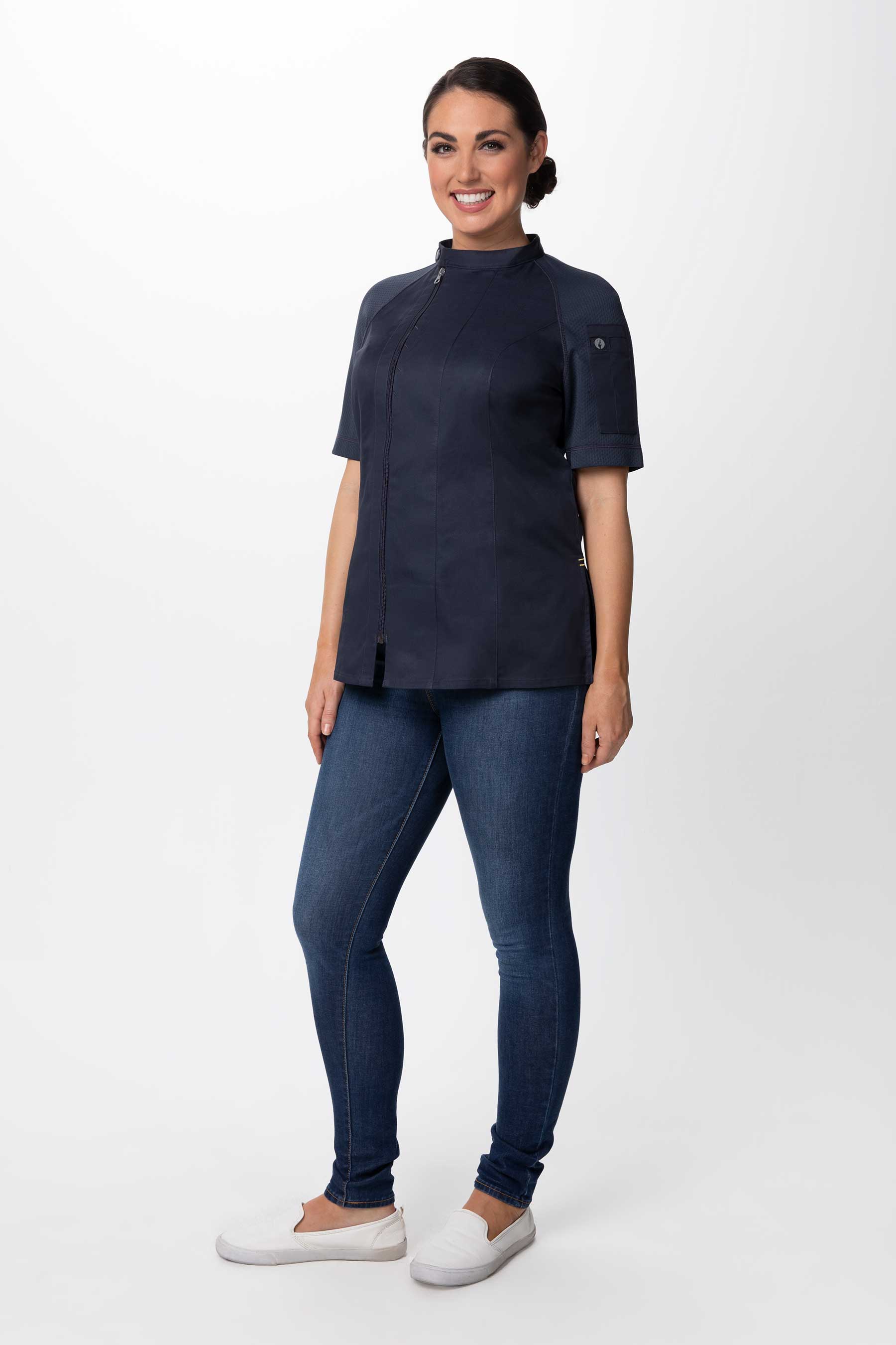 Chef Works Hartford Cool Vent Chef-jas voor dames, Donkerblauw, L Chef Works Hartford Cool Vent Chef-jas voor dames, Donkerblauw, L