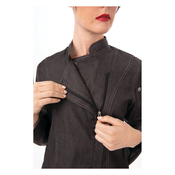 GRAMERCY WOMENS DENIM CHEF COAT BLACK