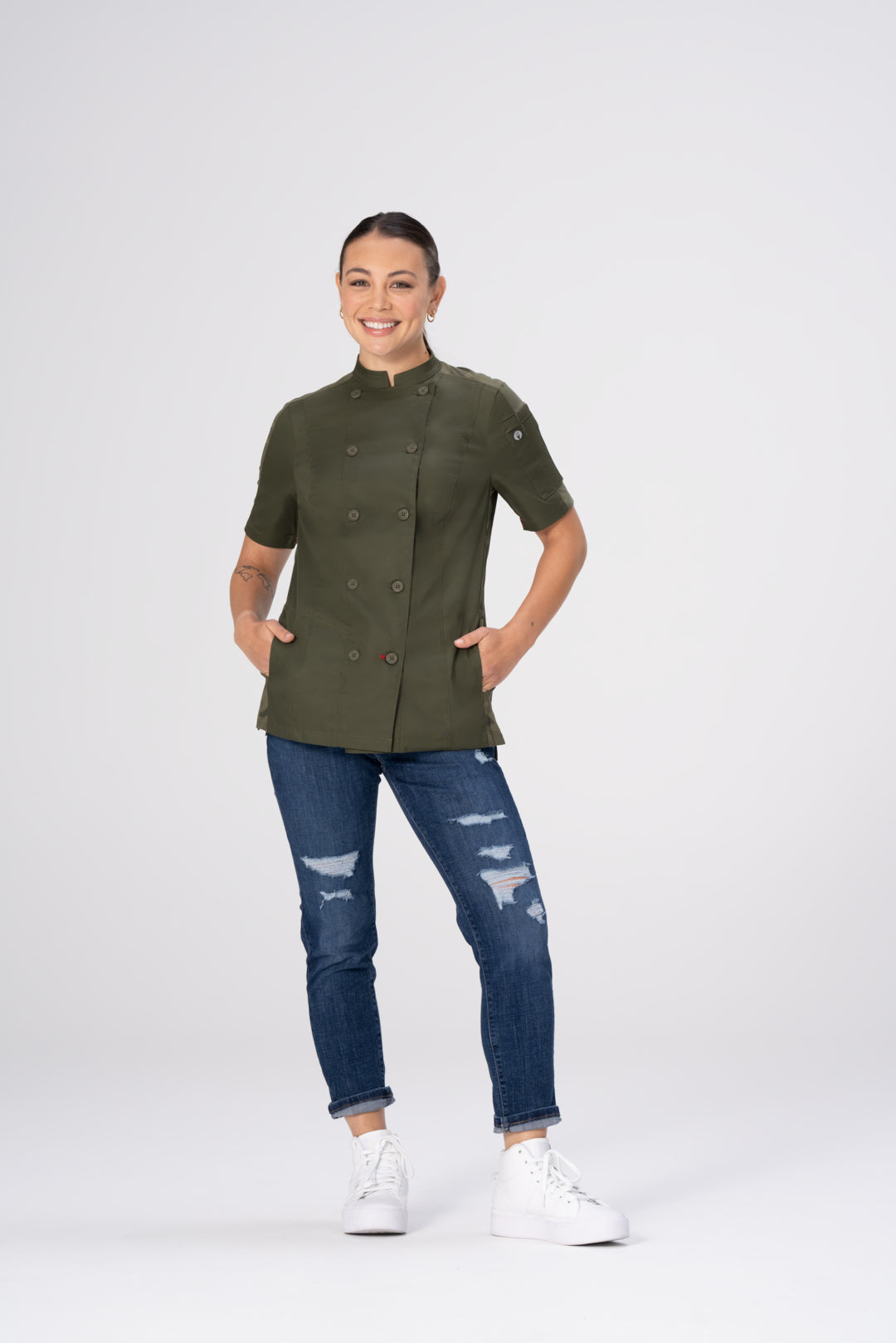 Buy olive MOJAVE WOMENS CHEF COAT S/S